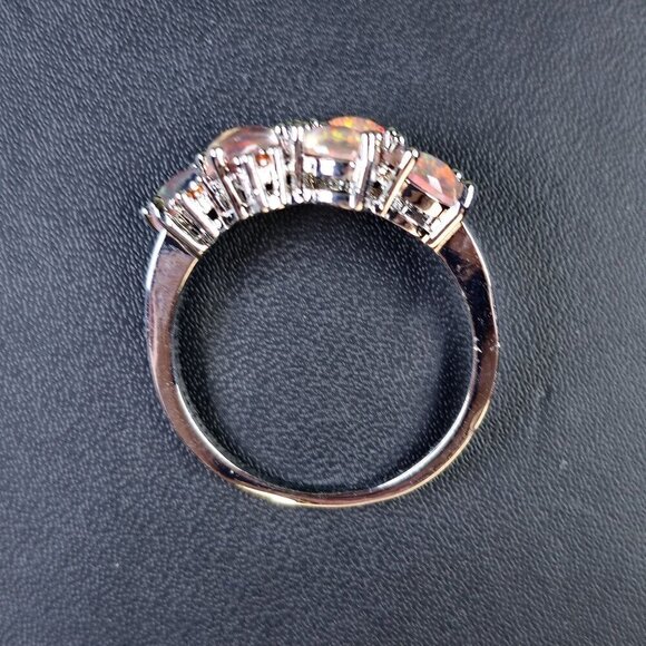 Unique Synthetic Opal & Orange Crystal Cluster Ring Size 10 (NWOT) - Picture 2 of 5
